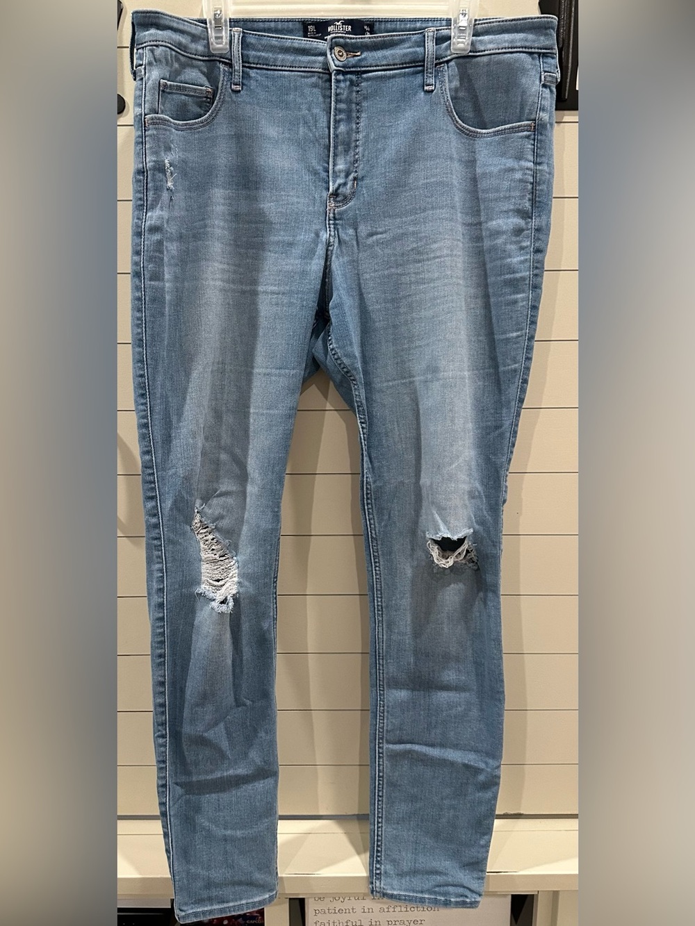 Hollister Distressed Ripped Women's High Rise Super Skinny Jeans 19 Long 34x30